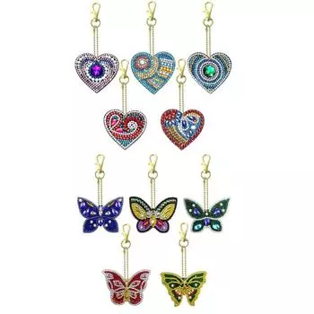 siawadeky 5D Diamond Art 10 шт. DIY Брелок Картина DIY Стразы Сверкающие Бусины Аксессуар Подарок Ключ Комплект, Комплект, Двусторонний Тип, Комплект,