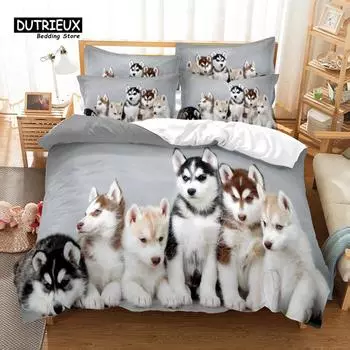 Siberian Husky Duvet Cover Set, Fashion Bedding Set, Soft Comfortable Breathable Duvet Cover, For Bedroom Guest Room Decor EU single(135x200cm)