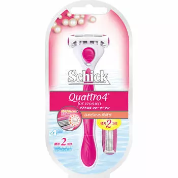 sic japan Schick Quattro 4 для женщин Держатель с 2 сменными лезвиями Держатель для женщин Женские бритвы Replacement Blade Schick Quattro 4 для женщин, представитель