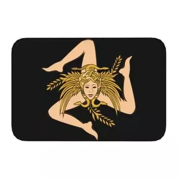 Sicily Trinacria Входная дверь Коврик для пола на улице Италия Сицилийский флаг Ванная Кухня Коврик для двери Спальня Ковер 40cmx60cm