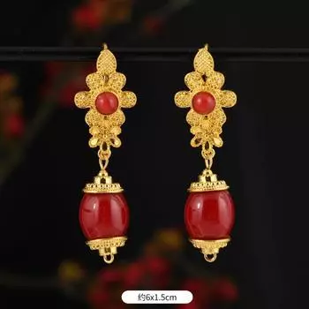 Сицзан несколько серег Непал золото тибетский стиль длинные серьги серьги тибетских женщин аксессуары для тибетской одежды