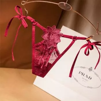 Трусики с боковыми лямками женские кружевные сексуальные большие размеры легкие роскошные шнурованные полые стринги с низкой талией трусики-стринги 2218 one size fits all
