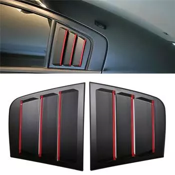 Side Window Scoop Louver Vent Cover Trim Black & Red for Dodge Charger 2011-2021
