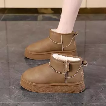 Боковая молния, водонепроницаемые и нескользящие зимние ботинки, женские новые бархатные термосапоги на толстой подошве, утолщенные хлопковые сапоги 35
