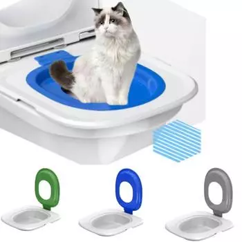 Сиденье для горшка для кошек для домашнего использования, приучающее к горшку домашних животных, туалет для обучения кошек, противоскользящее сиденье для горшка, приучающее к горшку, стульчик для горшка для домашних животных зелёный