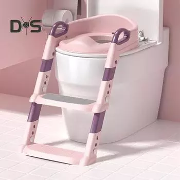 Сиденье для унитаза лестничного типа, эргономичный дизайн, водонепроницаемый мягкий коврик, нескользящий табурет-стремянка, регулируемая высота, складное сиденье для обучения малышей пользованию горшком A