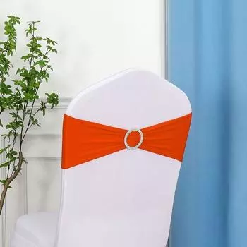 Сиденье Стул Спинка Бант Эластичная Лента Пряжка Завязывание Свадебное Украшение Однотонный Orange