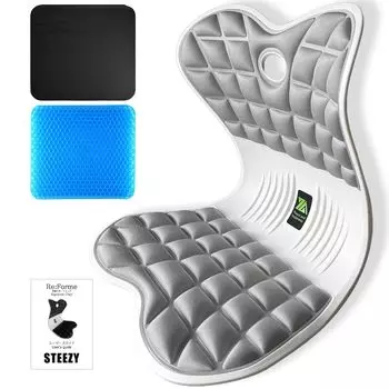Сидеть STEEZY кресло для коррекции осанки для поясницы Домашняя гелевая подушка Чехол для осанки Тазовый офис Баланс Поддержка таза [Просто вниз] Боль, Планирование, серый