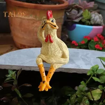 Сидящая фигурка цыпленка, мультяшная желтая статуэтка цыпленка, скульптура из смолы, модель животного-курицы для домашнего офиса, книжной полки, украшения рабочего стола, орнамент A