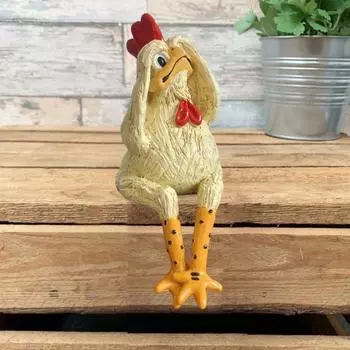 Сидящая фигурка цыпленка, мультяшная желтая статуэтка цыпленка, скульптура из смолы, модель животного-курицы для домашнего офиса, книжной полки, украшения рабочего стола, орнамент A