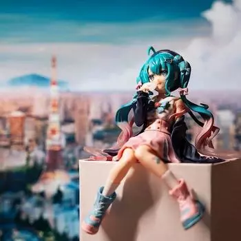 Сидящая фигурка Хацунэ Мику в форме сердца для приборной панели автомобиля, рабочего стола, корпуса компьютера и домашнего декора, мягкая игрушка