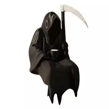 Сидящая фигурка Мрачного Жнеца, человек в черном плаще, готический безликий человек с косой, фигурка для вечеринок на Хэллоуин, украшение для стола, полки, края чёрный