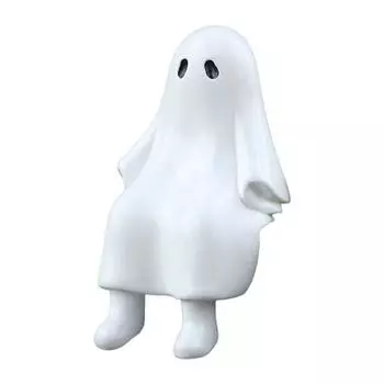 Сидящая фигурка привидения Хэллоуин статуэтка привидения смола настольное украшение привидение для комнатного растения книжной полки украшение шкафа белый