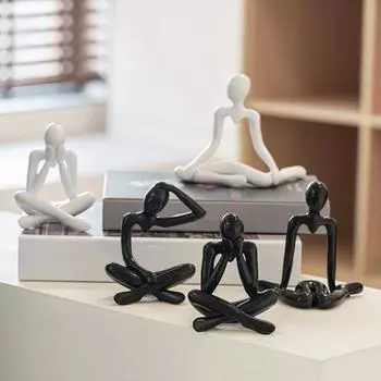 Сидящая Мужская Статуя Скульптура Домашний Офис Гостиная Настольное Украшение Орнамент Рождественский Подарок На День Рождения A белый