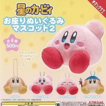 Сидящая плюшевая игрушка-талисман Kirby Star 2 из 4 типов Gacha Gacha Capsule Toy [Набор (Полный Полный)]
