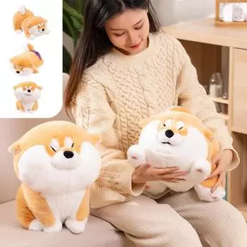 Сидящая собака, плюшевая игрушка, лежащий щенок, плюшевая кукла, спальная подушка, украшение для дома, дети, подруга, взрослые, подарок на день рождения, Рождественский подарок B