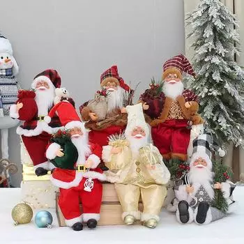 Сидящие фигурки Санта-Клауса, подвесные елочные украшения, рождественские фигурки, украшения