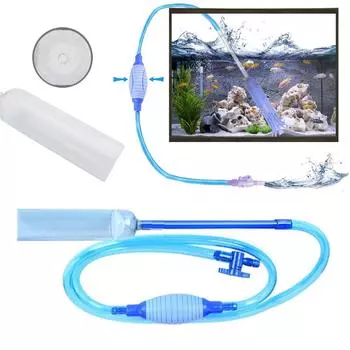 Сифон для аквариума Фильтр шланговый насос для песка Мгновенный сифон для гравия Пылесос для чистки синий