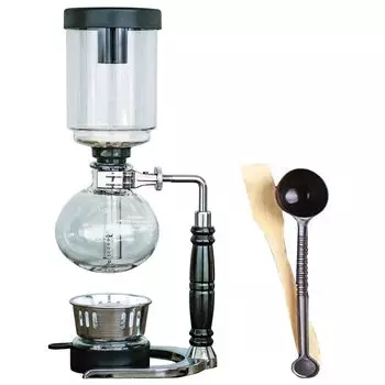 Сифонная кофеварка, черная, на 3 персоны, кофеварка для эспрессо, на 35 персон, сифон для кофе, тип прямого огня (черный, на 3 человека)