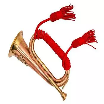 Сигнальный рожок из латуни и меди, 26,924 см. Классический военный рожок с элегантной веревочной обвязкой. Идеально подходит для церемоний, парадов, коллекционеров.