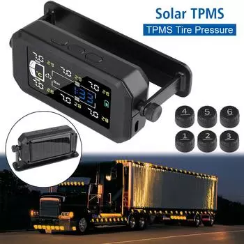 Сигнализация давления в шинах Система контроля давления в шинах H13 Предупреждение о температуре Экономия топлива Интеллектуальный 6 внешних датчиков Контроль давления в шинах для грузовиков и легковых автомобилей Black