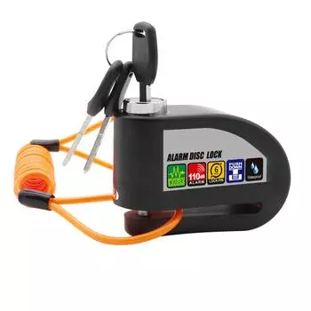 Сигнализация с блокировкой дискового тормоза, блокировка дискового тормоза колеса, водонепроницаемость до 110 дБ, звуковая сигнализация, защита от кражи, шок чёрный