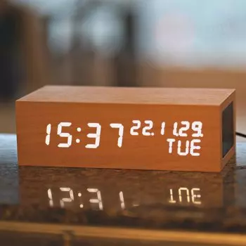 Сигнализация Wood Show, стильный Bluetooth-динамик, легко читаемый цифровой светодиодный стол, стол для новоселья, для жизни, USB, бытовое техническое соответствие, сертифицированное дерево