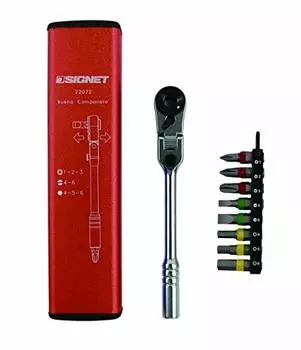 SIGNET 22072 Мини-трещотка 60 передач Flex Head Type Flex Mini Ratchet Set, оранжевый
