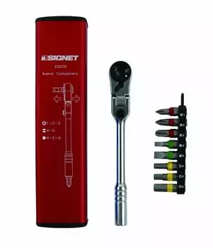 SIGNET Mini Ratchet 60 Gear Flex Head Type Flex Mini Ratchet Set Red 22070 красный