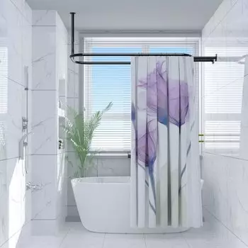 Sikaiqi Овальная штанга для душевой занавески из алюминиевого сплава, квадратная штанга для ванной комнаты для ванн на ножках и отдельно стоящих ванн 58 x24 (черный)