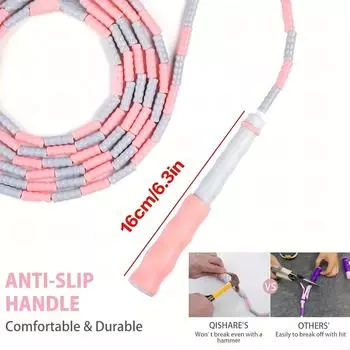 Сильная гибкая скакалка, легкая, не запутанная, сегментированная, для фитнеса, скакалка, противоскользящая, унисекс, для тренировок по прыжкам Pink