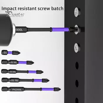 Сильная магнитная отвертка высокой твердости, нержавеющая, противоскользящая, противоударная, комплект сверхмощных магнитных бит Six-piece set