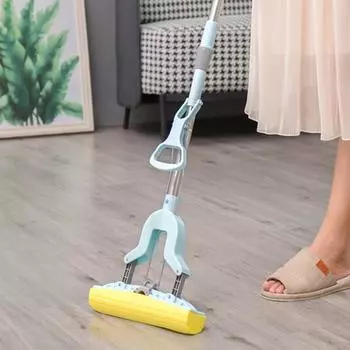 Сильная водопоглощающая двухроликовая чистящая губка из пеноматериала, телескопическая головка швабры жёлтый