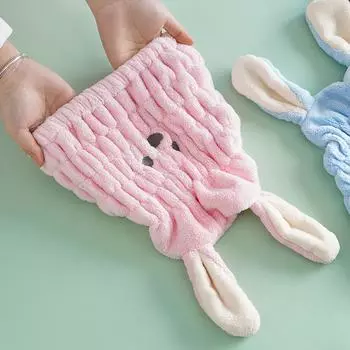 Сильная впитывающая шапочка для сухих волос Душевая каска из плотного кораллового флиса Банные полотенца Длинные уши Кролика Сушильные ультрамягкие шапки Тюрбан Банные принадлежности бежевый