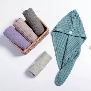 Сильная впитывающая вафельная шапочка для сушки волос, оптовая продажа, простое сухое полотенце для волос, волшебная шапочка для сушки волос, тюрбаны для женщин, полотенца для ванной комнаты белый