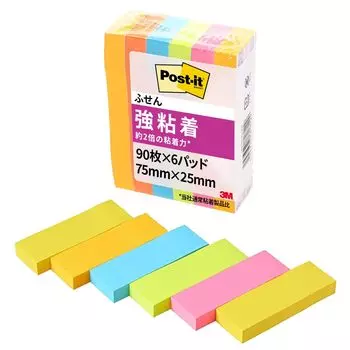 Сильно клейкие листочки для заметок неонового цвета 75 x 25 мм 90 листов x 6 блоков Post-it 500-6SSAN-AM
