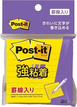 Сильно клейкие листочки для заметок желтые в линию 75 x 75 мм 90 листов Post-It 630SS-YN