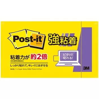 Сильноклеящиеся листочки для заметок желтые 75 x 127 мм 90 листов Post-it 655SS-YN