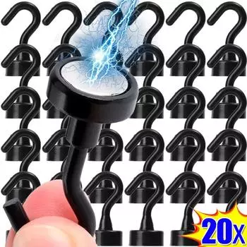 Сильные магнитные крючки для холодильника, настенный магнитный крючок, многоцелевой крючок для ключей, вешалка для одежды, органайзер для кухни и ванной комнаты 1pc