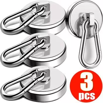 Сильные магнитные крючки, сверхпрочные неодимовые магнитные крючки с поворотным карабином, крючок для ванной комнаты, кухни, подвесная вешалка для хранения ключей