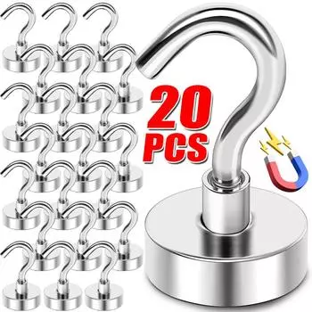 Сильные магнитные металлические крючки, настенный сверхпрочный магнитный крючок для дома, кухни, ванной, хранения ключей, чашек, вешалки 1PC