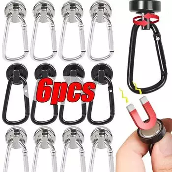 Сильные неодимовые магнитные крючки, вращающиеся на 360°, карабин, магнитный крючок для холодильника, кухни, ванной комнаты, подвесные вешалки, домашний органайзер 1PC