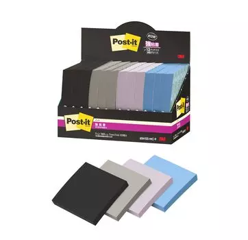 Сильный клей Многоцветный 75 x 75 90 3 70 3 блокнота бумажная коробка Post-it Notes, Заметки, 9, мм, листы, цвета, листы, черный, каждый, 6541SS-MC-9