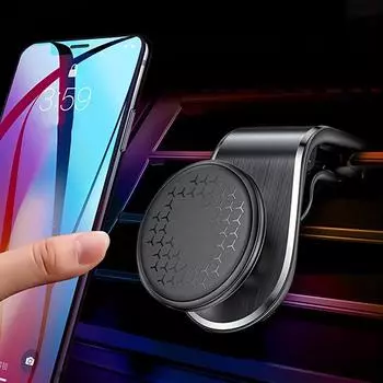 Сильный магнитный автомобильный держатель для телефона с 5 магнитами, Г-образное крепление на вентиляционную решетку для безопасного вождения Black
