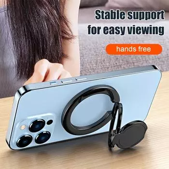 Сильный магнитный держатель для мобильного телефона на палец для аксессуаров MagSafe, магнитная складная подставка для мобильного телефона для iPhone 14 15 чёрный