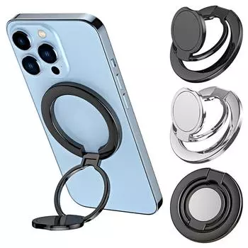 Сильный магнитный держатель для мобильного телефона на палец для аксессуаров MagSafe, магнитная складная подставка для мобильного телефона для iPhone 14 15 чёрный