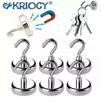 Сильный мощный круглый неодимовый магнитный крючок для спасательного магнита для морского рыболовного снаряжения держатель для крепления с кольцевыми крючками 3pcs