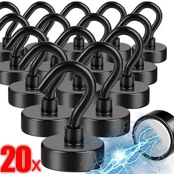 Сильный мощный круглый неодимовый магнитный крючок для спасательного магнита для морского рыболовного снаряжения держатель для крепления с кольцевыми крючками 1PC