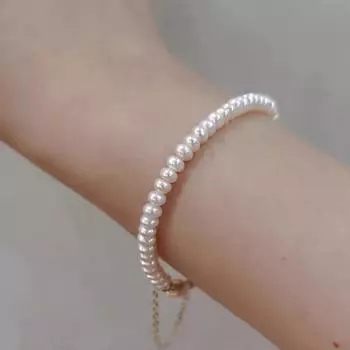 Сильный свет, безупречный браслет из натурального детского пресноводного жемчуга, инжектированное золото 14 карат, магнитная пряжка, одинарный браслет для ношения, женская мода 17CM