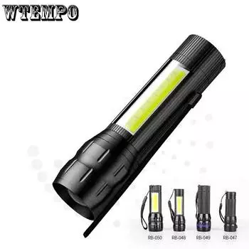 Сильный свет фонарик LED яркий свет аварийный фонарик USB зарядка с боковым светом Zoom